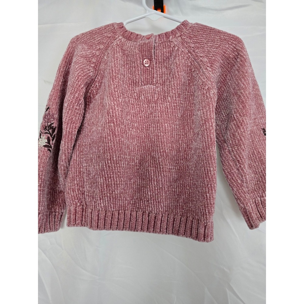 Nicole Miller New York Kids Pink Chenille Floral Embroidered Sweater Size 2T - Picture 5 of 7